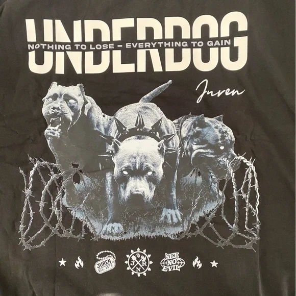 Men’s Underdog Printed Short Sleeve T-Shirt Black Juren Clothing Size 4XL - Picture 5 of 8